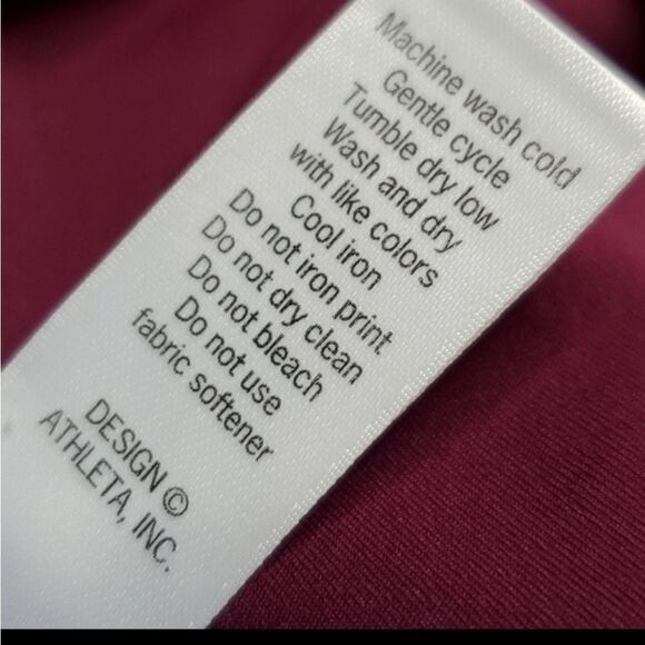 L T ATHLETA CHATARUNGA LASER MESH maroon purple running yoga LEGGINGS LARGE TALL - Picture 10 of 11